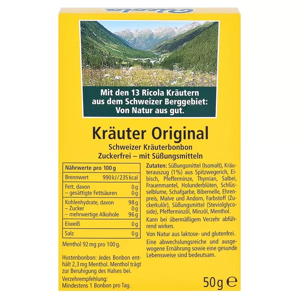 Ricola Kräuter Original ohne Zucker Box 50 g