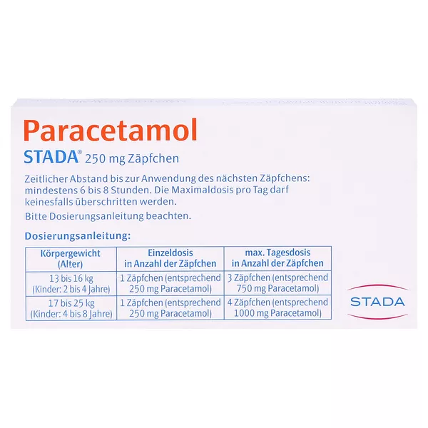 Paracetamol STADA 250mg Zäpfchen 10 St
