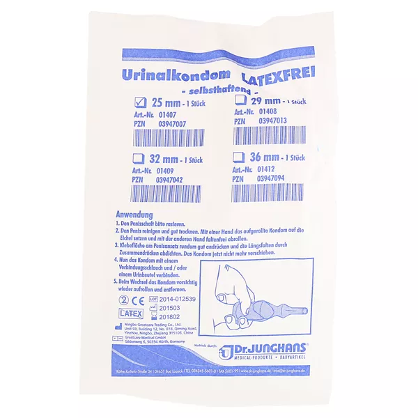 Urinalkondom 25 mm latexfrei selbsthafte, 1 St.