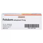 Folsäure ratiopharm 5 mg 20 St