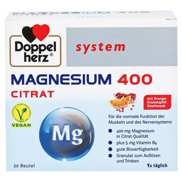 Doppelherz system Magnesium 400 Citrat mit Orange-Granatapfel-Geschmack 20 St