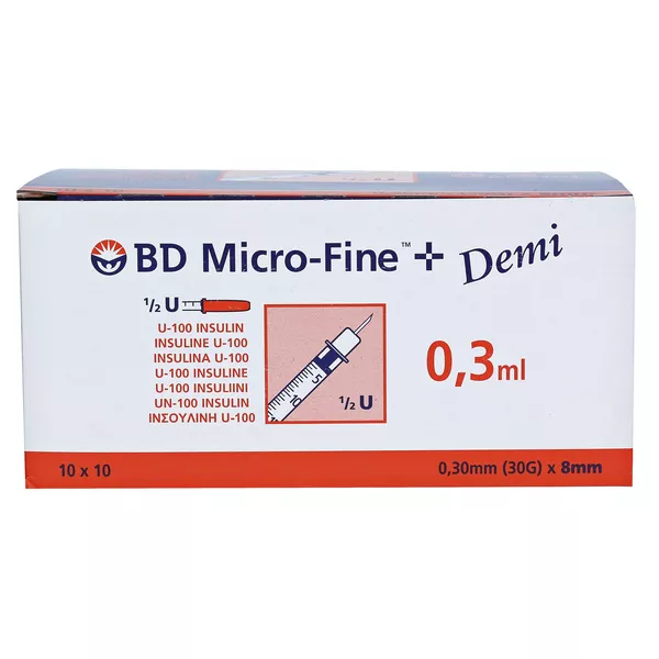 BD Micro-fine+ Insulinspritze 0,3 ml U100, 100 St.