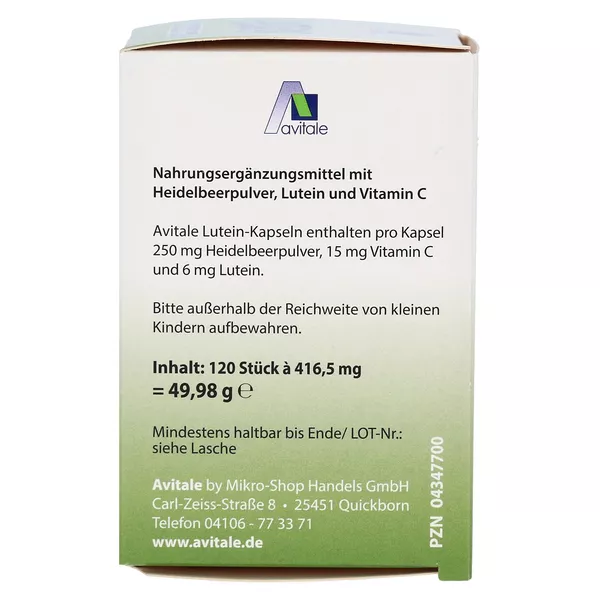 Avitale Lutein Kapseln (plus Heidelbeere & Vitamin C) 120 St