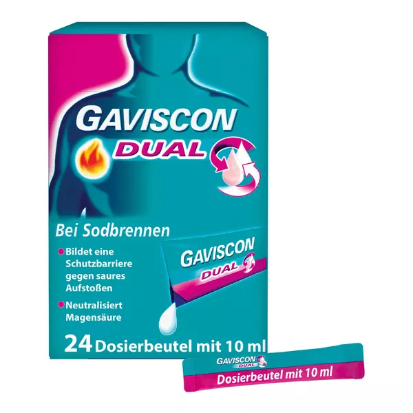 GAVISCON Dual Suspension bei Sodbrennen, 24 x 10 ml