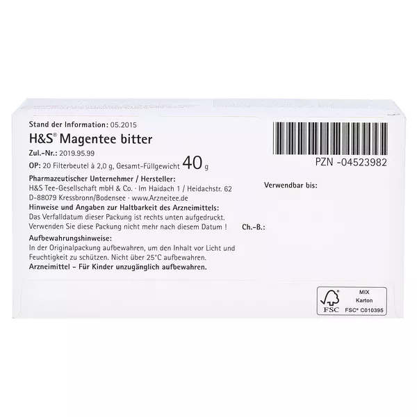 H&S Magentee bitter 20X2,0 g