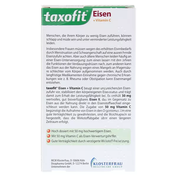 Taxofit Eisen+vitamin C Weichkapseln 40 St