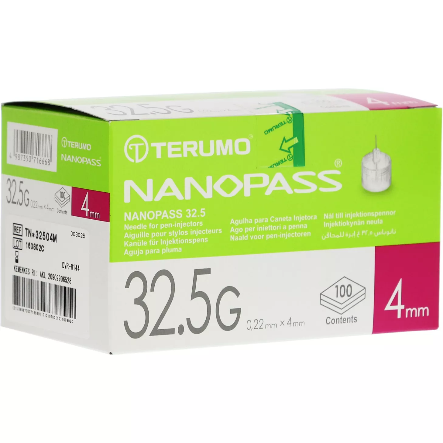 Terumo Nanopass 32,5 Pen Kanüle 0,22x4 m 100 St