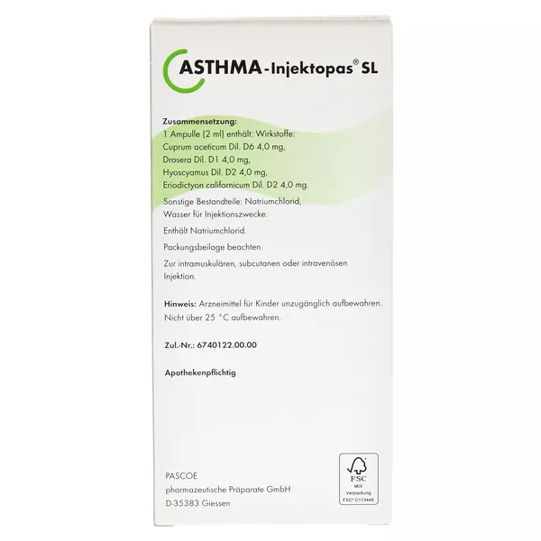 Asthma Injektopas SL 10X2 ml