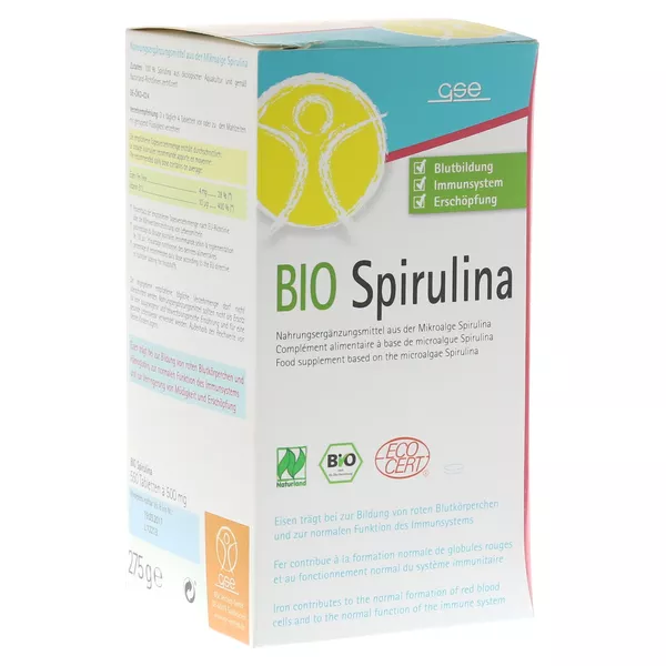 GSE Spirulina 500 mg Bio Naturland Table