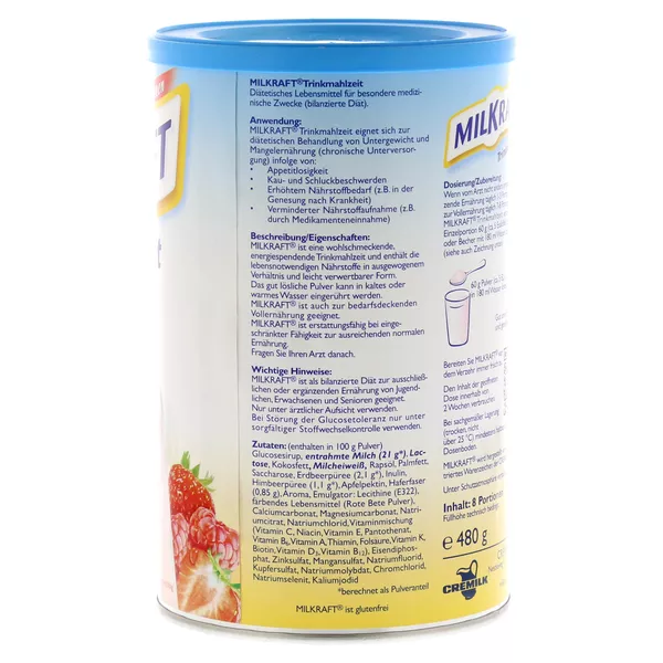 Milkraft Trinkmahlzeit Erdbeere-himbeere 480 g