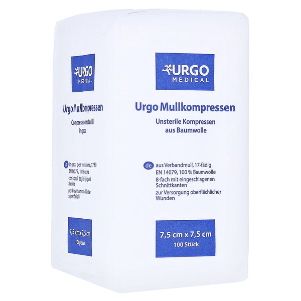 URGO Mullkompressen 7,5x7,5 cm unsteril 100 St