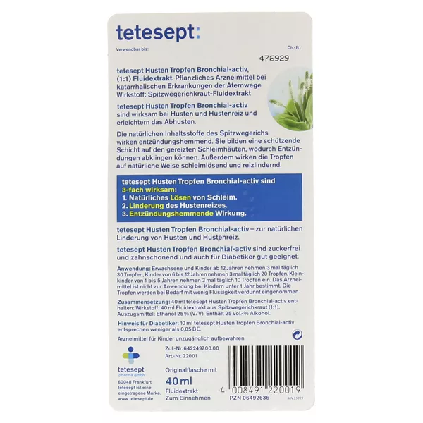 Tetesept Hustentropfen Bronchial-activ z 40 ml