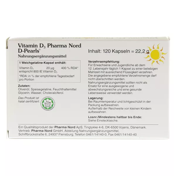 Vitamin D3 Pharma Nord 20 µg Kapseln, 120 St.