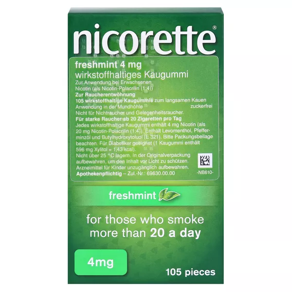 Nicorette 4 mg freshmint Kaugummi - Reimport, 105 St.