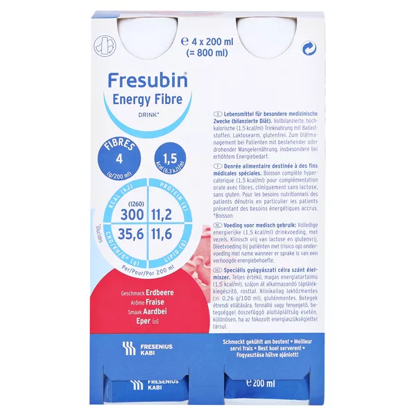Fresubin Energy Fibre Trinknahrung Erdbeere 4X200 ml
