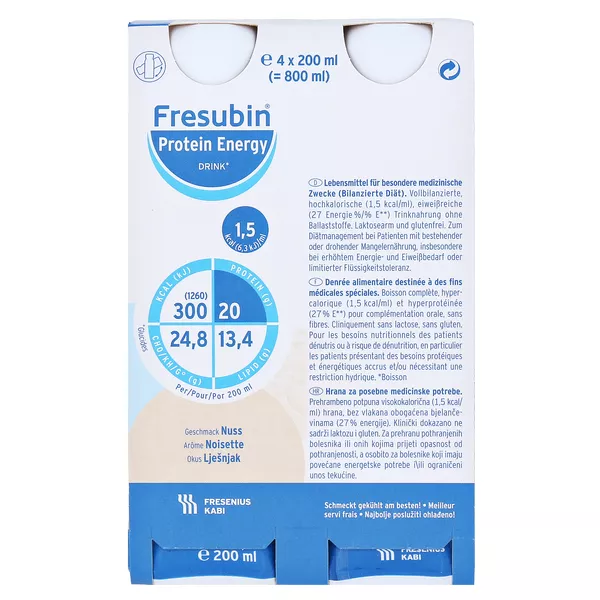 Fresubin Protein Energy DRINK Trinknahrung Nuss 4X200 ml