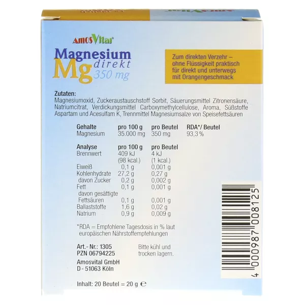 Magnesium Direkt 350 mg Beutel 20 St