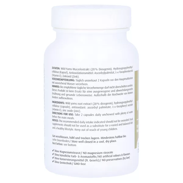 Yamswurzel Kapseln mit 500 mg Extrakt pro Kapsel 120 St
