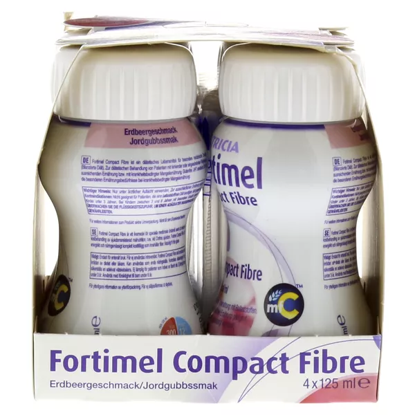 Fortimel Compact Fibre Trinknahrung Erdbeere 4X125 ml