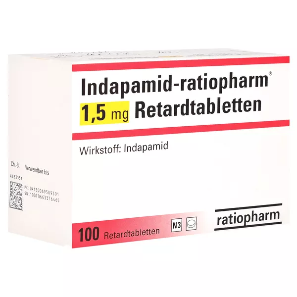 INDAPAMID-ratiopharm 1,5 mg Retardtabletten 100 St