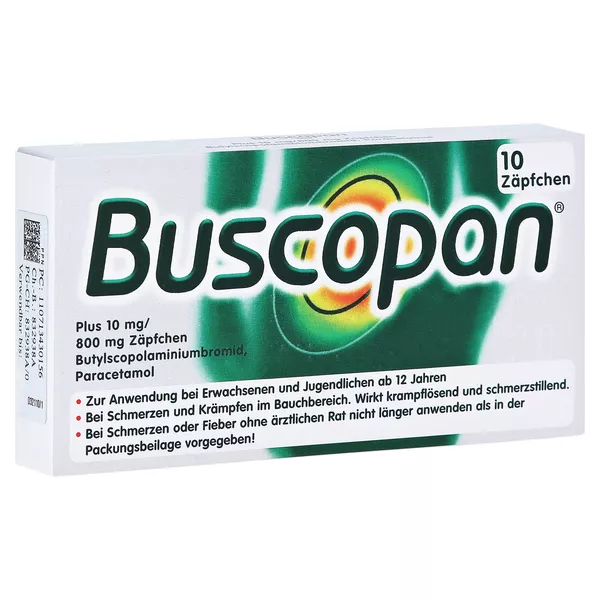 Buscopan plus 10 mg/800 mg Suppositorien - Reimport 10 St