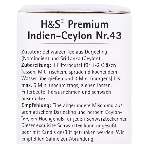 H&S Schwarztee Premium Indien-Ceylon 20X1,8 g