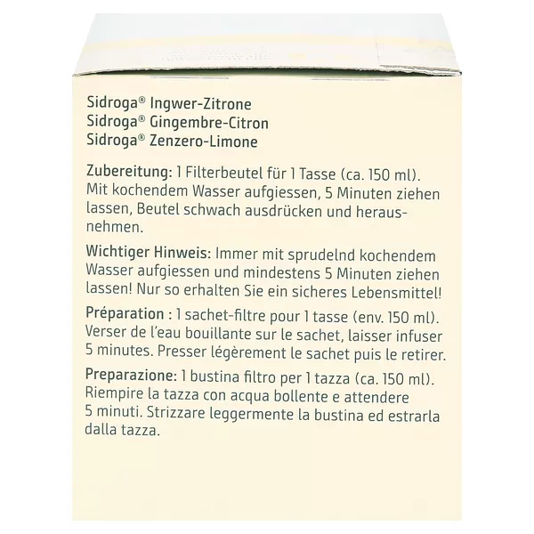 Sidroga Wellness Ingwer-Zitrone Tee Filterbeutel, 20 x 2,0 g