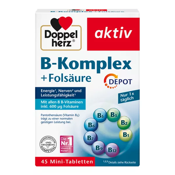 Doppelherz aktiv B-Komplex + Folsäure Depot 45 St