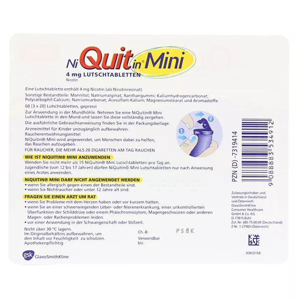 Niquitin Mini 4 mg Lutschtabletten 60 St