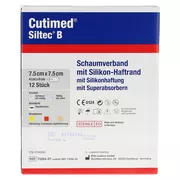 Cutimed Siltec B Schaumverb.7,5x7,5 cm m 12 St