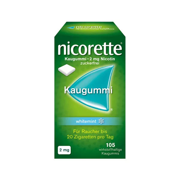 nicorette Kaugummi 2 mg whitemint- Jetzt bis zu 10 Rabatt sichern*, 105 St.