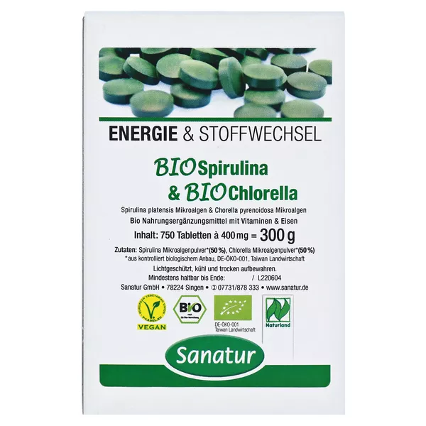 Biospirulina & Biochlorella 2in1 Tablett 750 St
