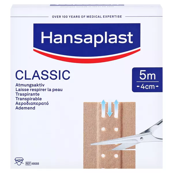 Hansaplast Classic Pflasterrolle, 5m x 4cm 1 St