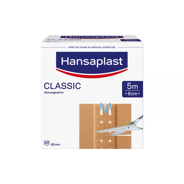 Hansaplast Classic Pflaster, 5m x 6cm – Wundpflaster 1 St