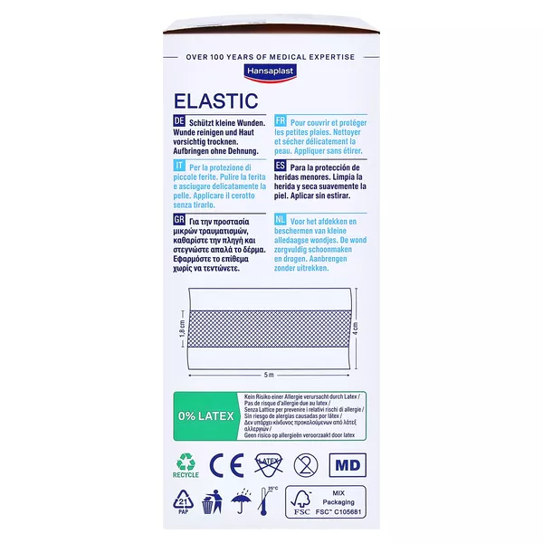 Hansaplast Elastic Pflaster, 5m x 4cm – Extra flexibel 1 St