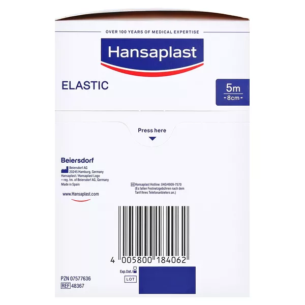 Hansaplast Elastic Pflaster, 5m x 8cm – Extra flexibel 1 St