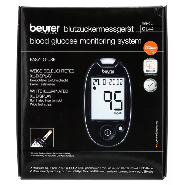 Beurer GL44 Blutzuckermessgerät mg/dl 1 St