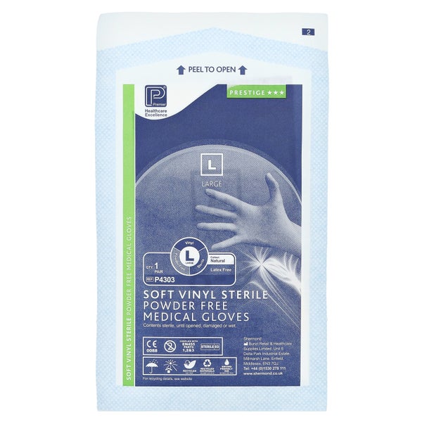 Vinyl Handschuhe Steril puderfrei groß 2 St