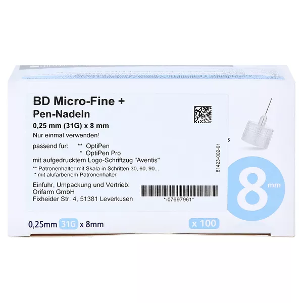 BD Micro-fine+ 8 Pen-Nadeln 0,25x8 mm 100 St