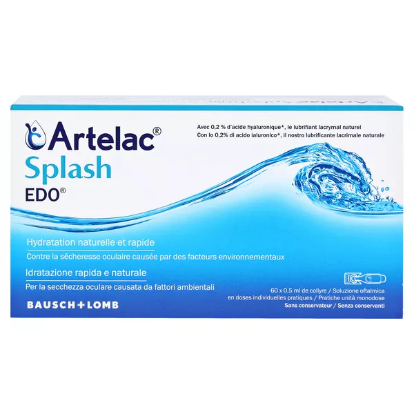 Artelac Splash EDO Augentropfen für trockene brennende Augen, 60 x 0,5 ml