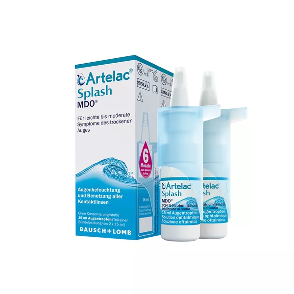 Artelac Splash MDO Augentropfen für trockene brennende Augen, 2 x 15 ml