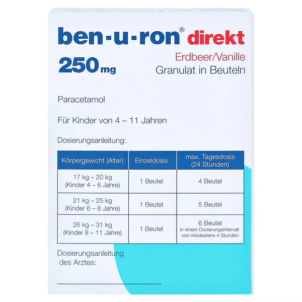 Ben-u-ron Direkt 250 mg Granulat Erdbeer 10 St