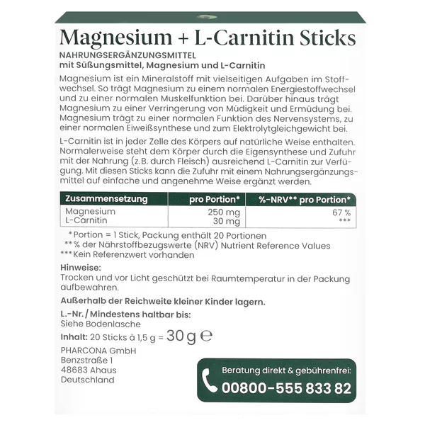 DocMorris Magnesium + L-Carnitin Sticks 20 St
