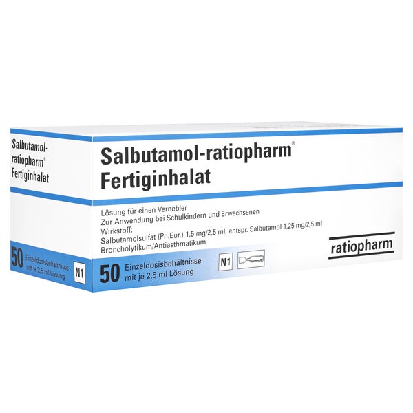 SALBUTAMOL-ratiopharm Fertiginhal.Lsg.f.e.Vernebl. 50X2,5 ml