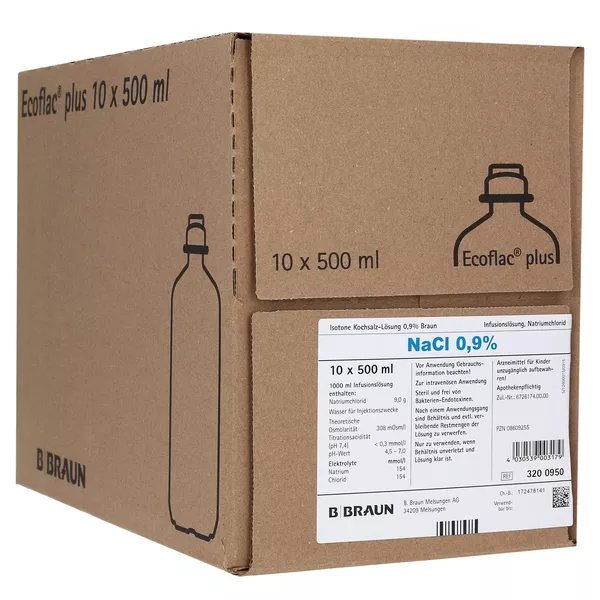 Isotone Kochsalz-lösung 0,9% Braun Ecofl 10X500 ml