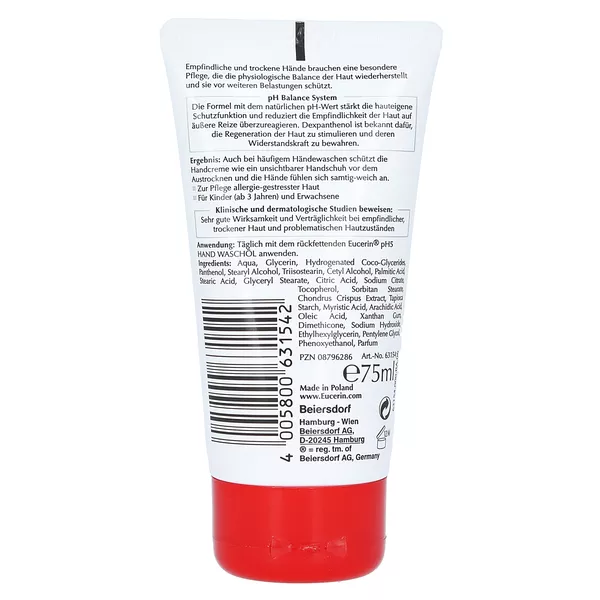 Eucerin pH5 Handcreme – Pflege für empfindliche Haut, 75 ml