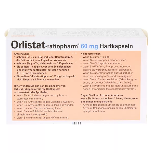 Orlistat ratiopharm 60 mg 84 St