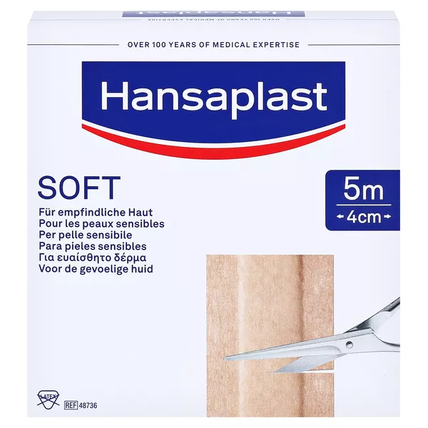 Hansaplast Soft Pflasterrolle, 5m x 4cm 1 St
