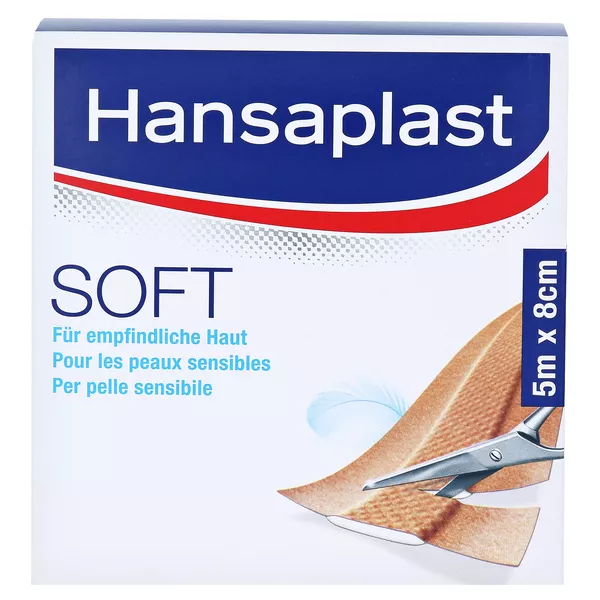 Hansaplast Soft Pflasterrolle, 5m x 8cm 1 St