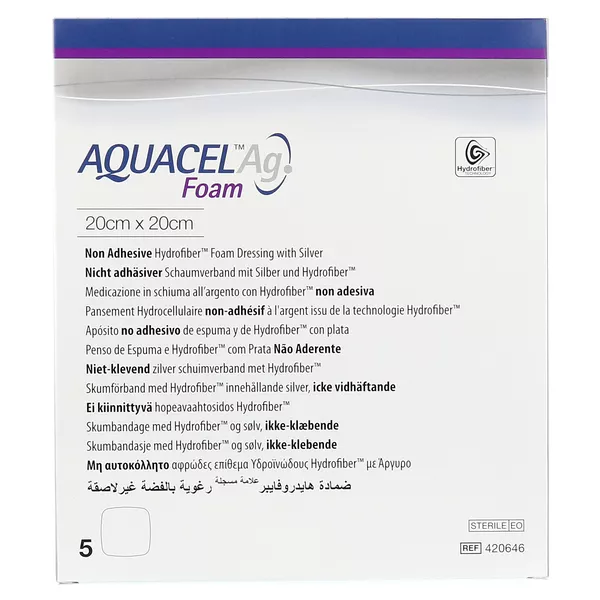 Aquacel Ag Foam nicht adhäsiv 20x20 cm V 5 St